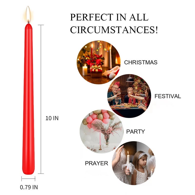 Yiflyer 10 Inch Colored Taper Candles for Religious and Spiritual Settings  12 Pack Unscented Candlesticks for Holiday  Seasonal Celebration and Home Decoration - Image 5